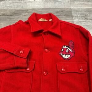 Vintage 60s 70s Boy Scouts Of America Cleveland‎ Indians Red Mens S Wool Jacket